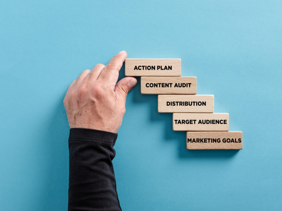 Professional digital marketing strategy illustration showing SEO, social media marketing, content marketing, analytics, email marketing, and online advertising elements connected in a modern business growth concept.
